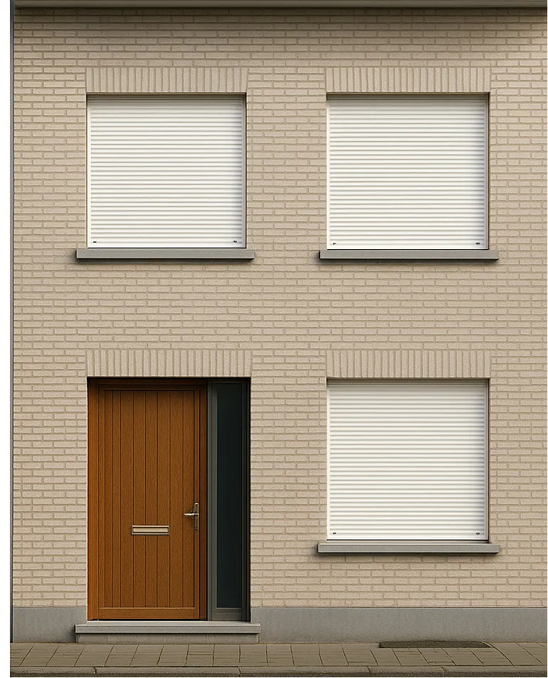 Façade avec volets roulants installés à Bruxelles
