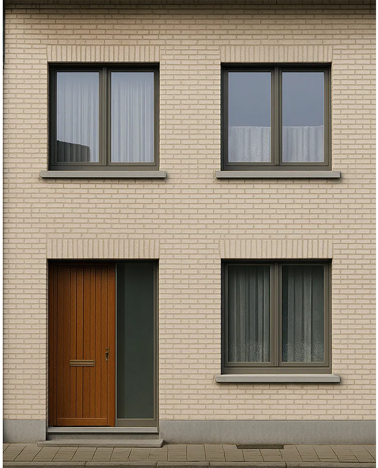 Façade sans volets roulants avant travaux